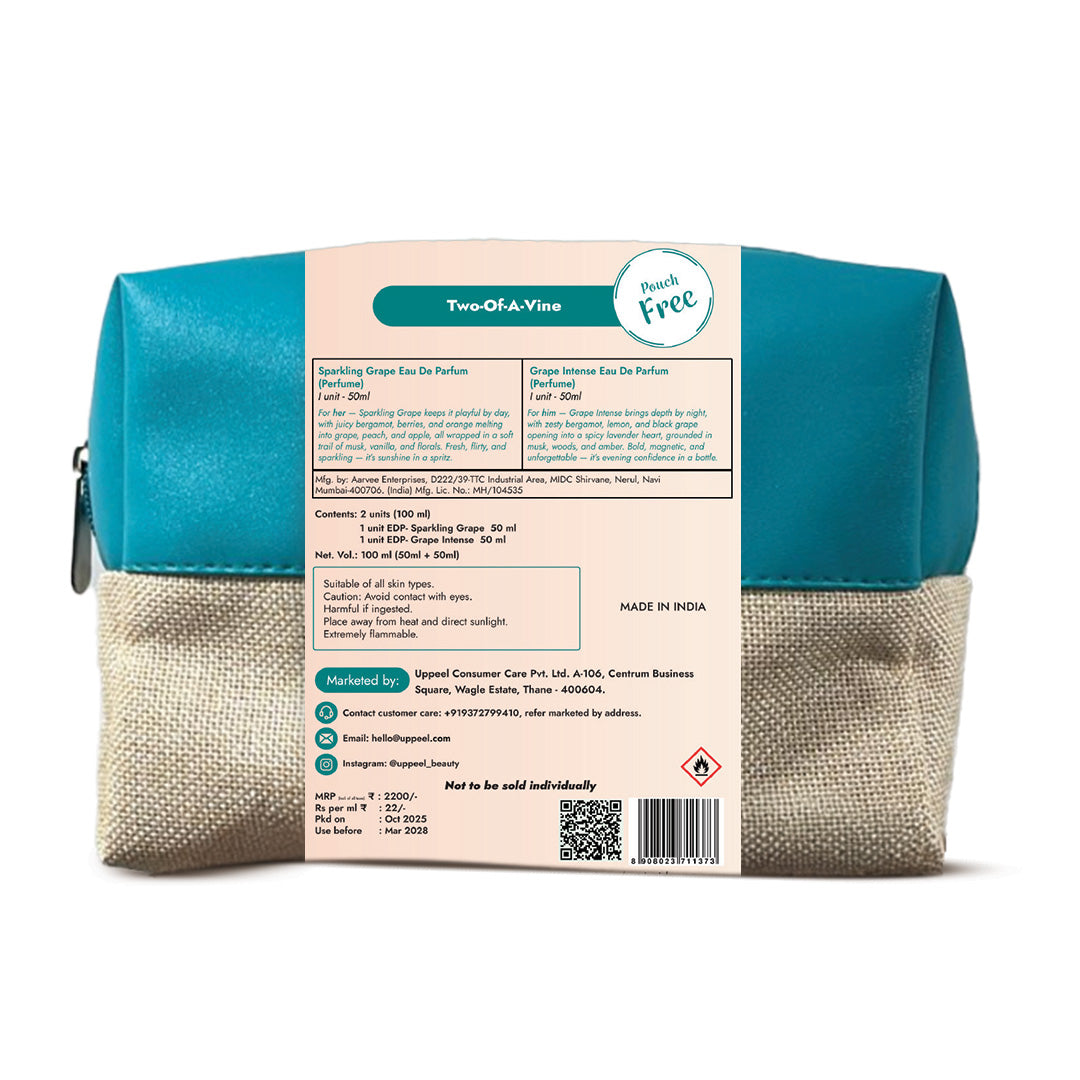 Two-of-a-wine [Grape Intense EDP (50ml) + Sparkling Grape (50ml)] + Free makeup pouch